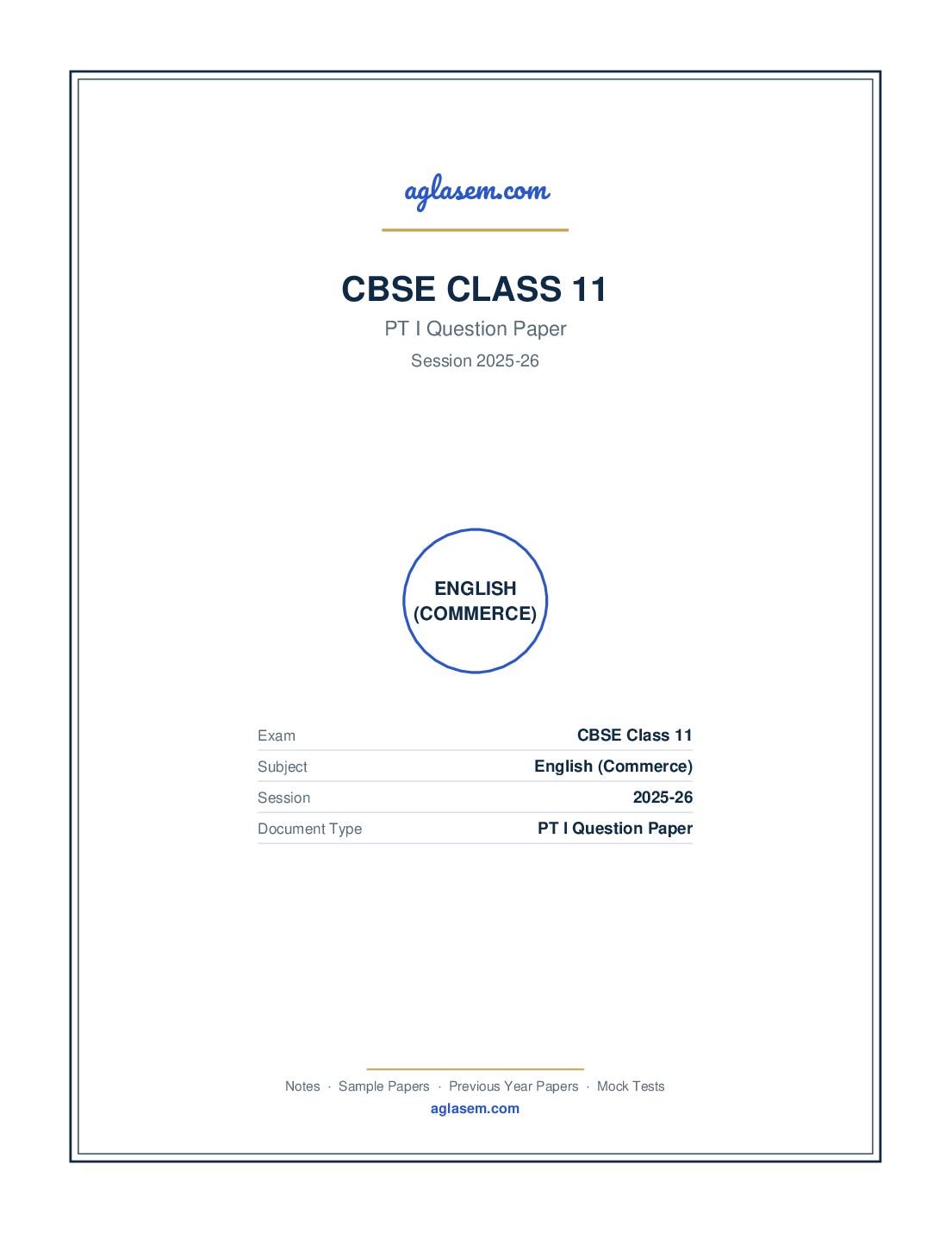 Class 11 PT I Question Paper 2025-26 English (Commerce) - Page 1 of 5