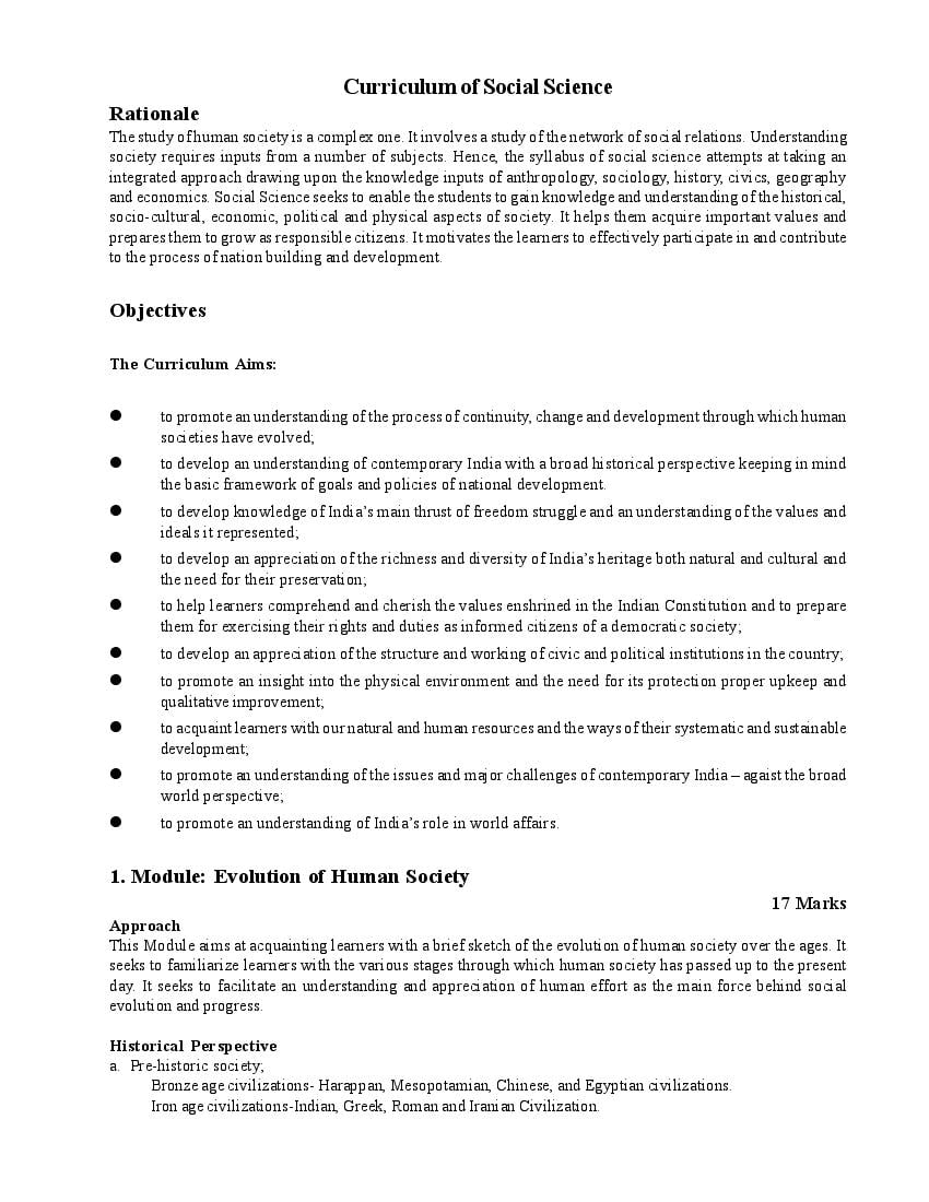 NIOS Class 10 Syllabus 2023 Social Science - Page 1