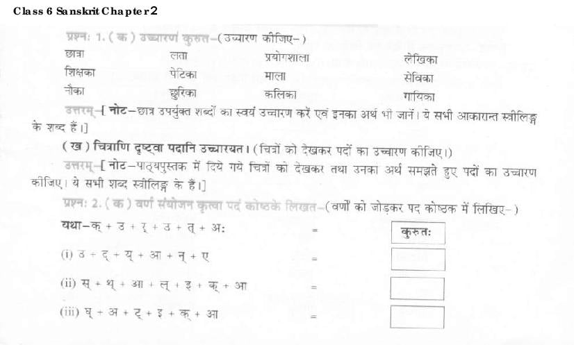 NCERT Solutions for Class 6 Sanskrit Chapter 2 शब्द परिचयः 2 - Page 1