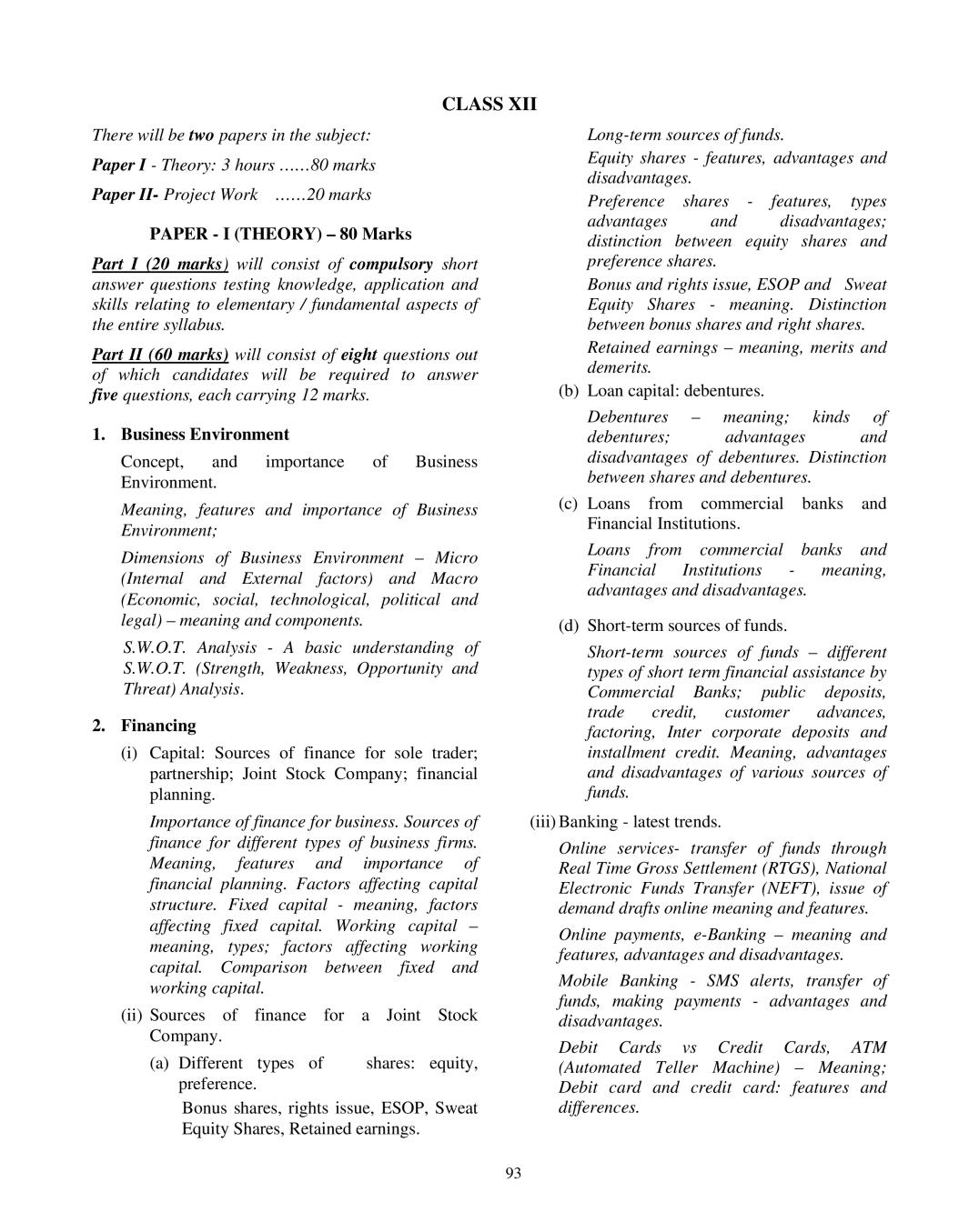 ISC Commerce Syllabus 2020 - 2021 for Class 11, Class 12 | AglaSem Schools