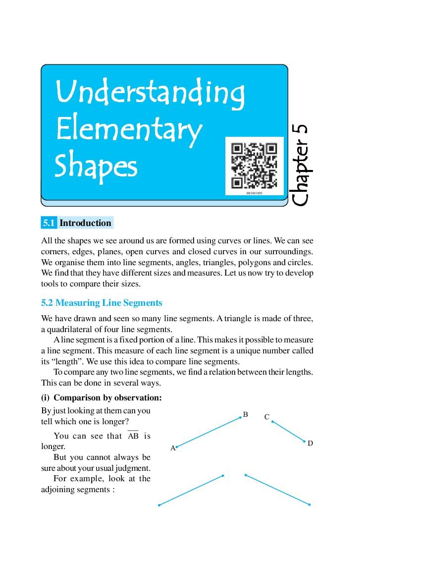 NCERT Book Class 6 Maths Chapter 5 Understanding Elementary Shapes - Page 1