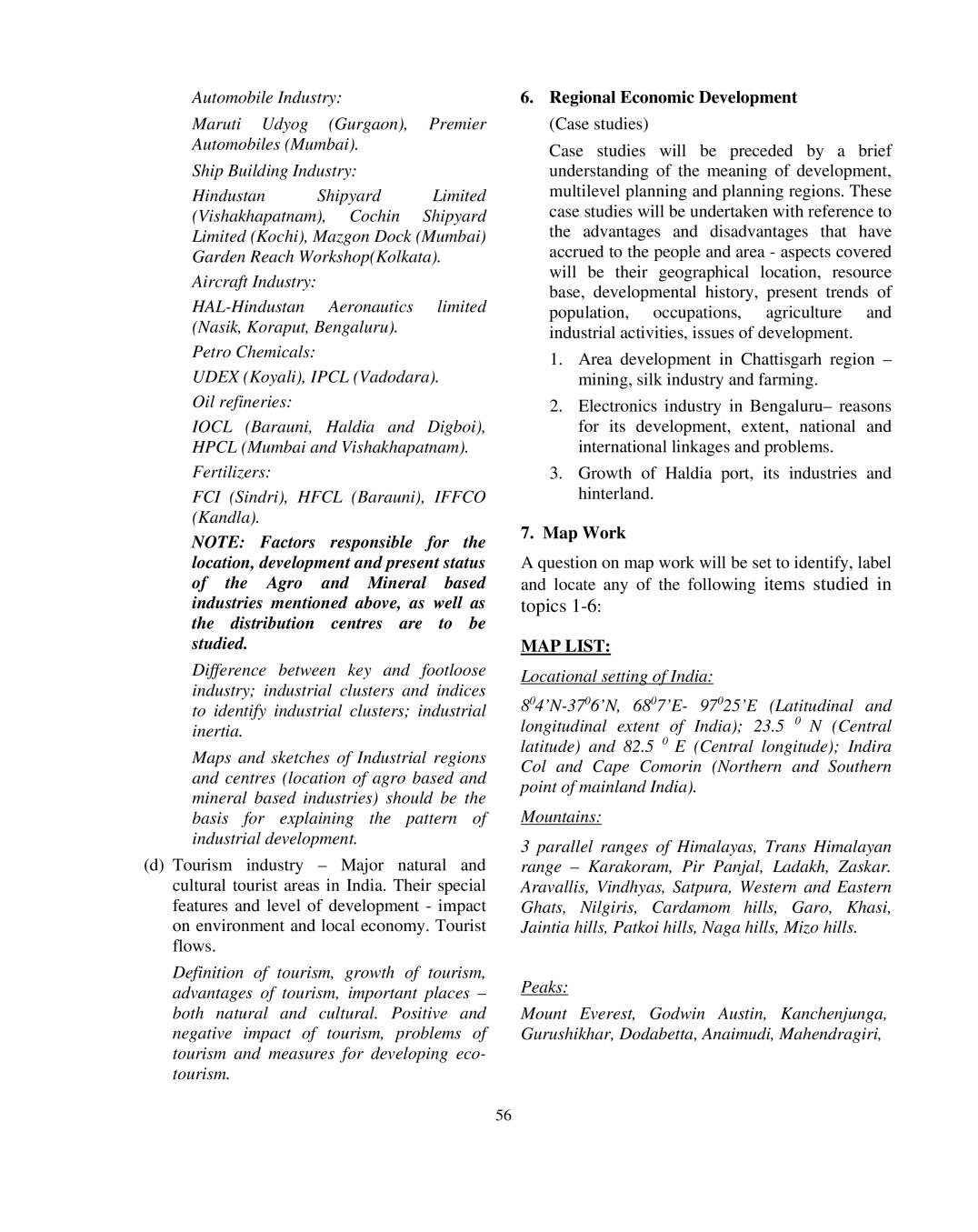 ISC Geography Syllabus 2020 2021 for Class 11, Class 12 AglaSem Schools