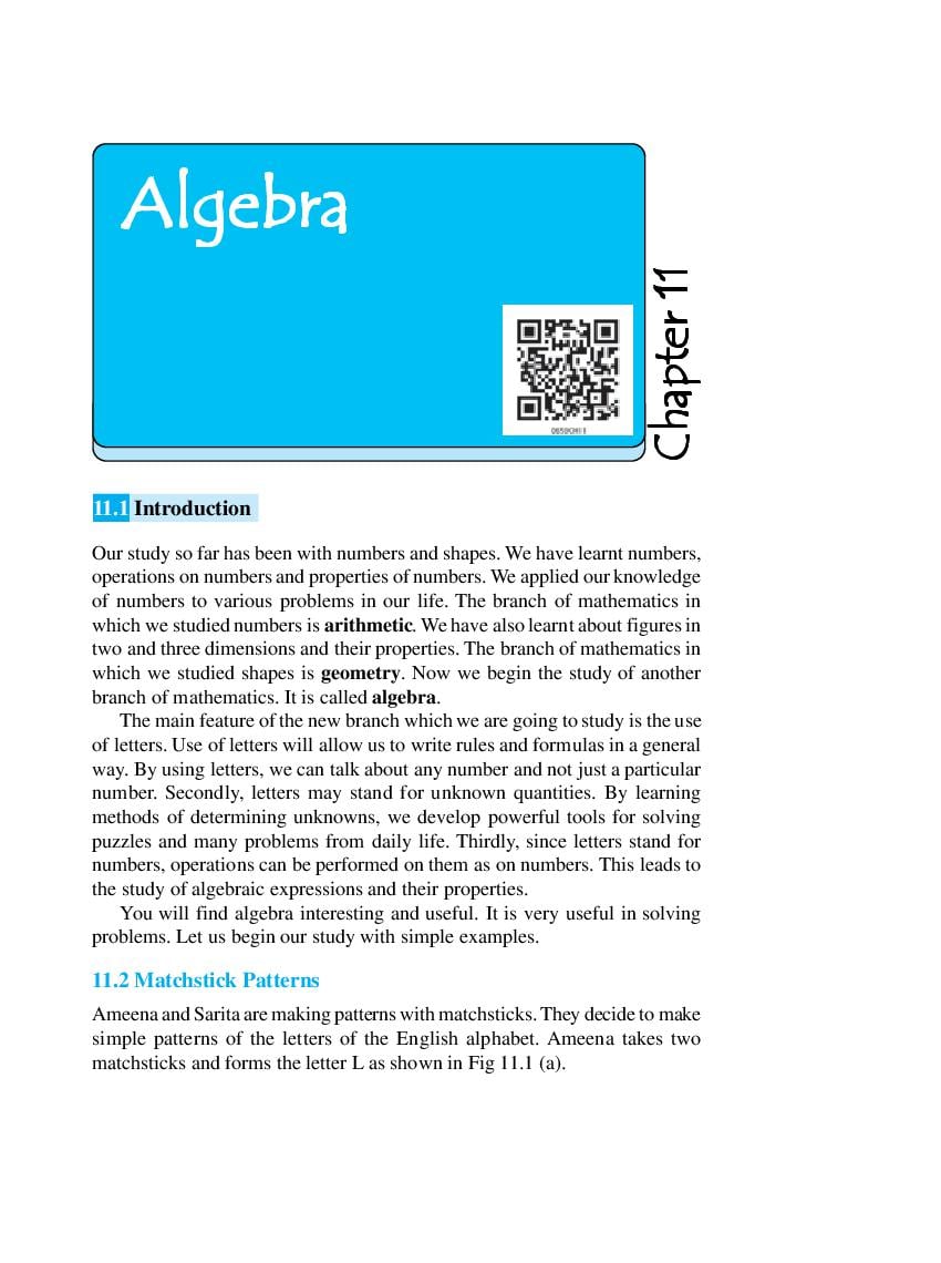 NCERT Book Class 6 Maths Chapter 11 Algebra - Page 1
