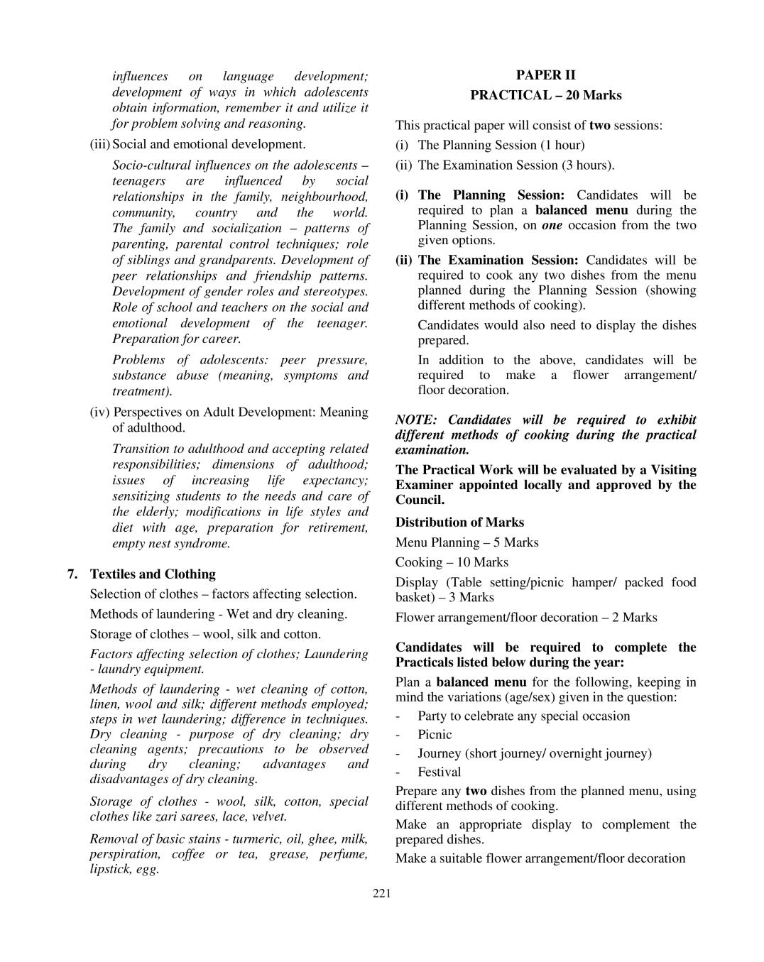 ISC Home Science Syllabus 2020 - 2021 for Class 11, Class 12 | AglaSem ...