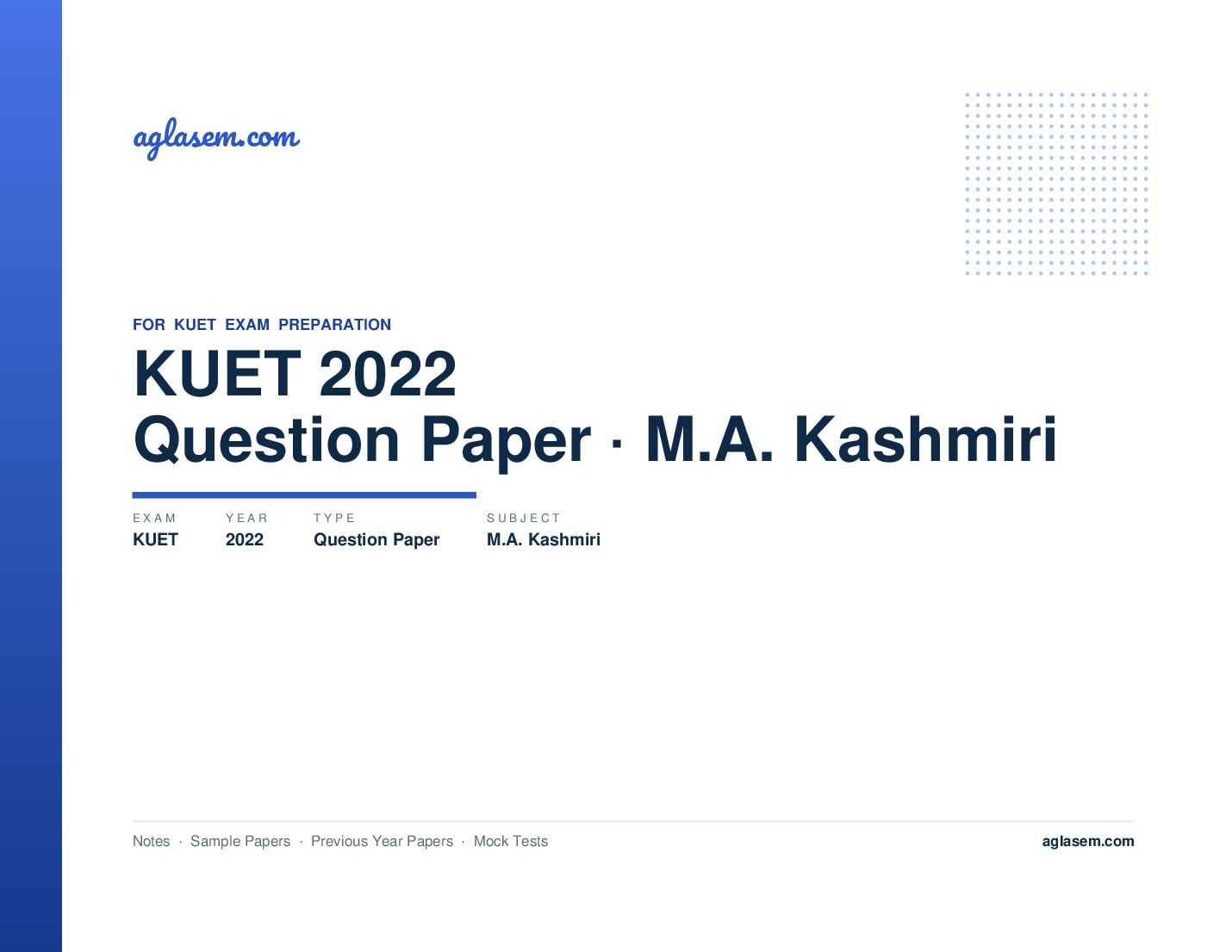 KUET 2022 Question Paper M.A. Kashmiri - Page 1 of 5