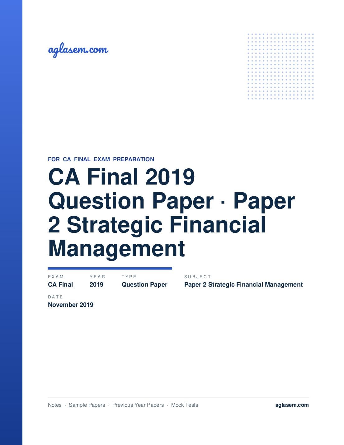 CA Final November 2019 Question Paper Paper 2 Strategic Financial Management - Page 1 of 12