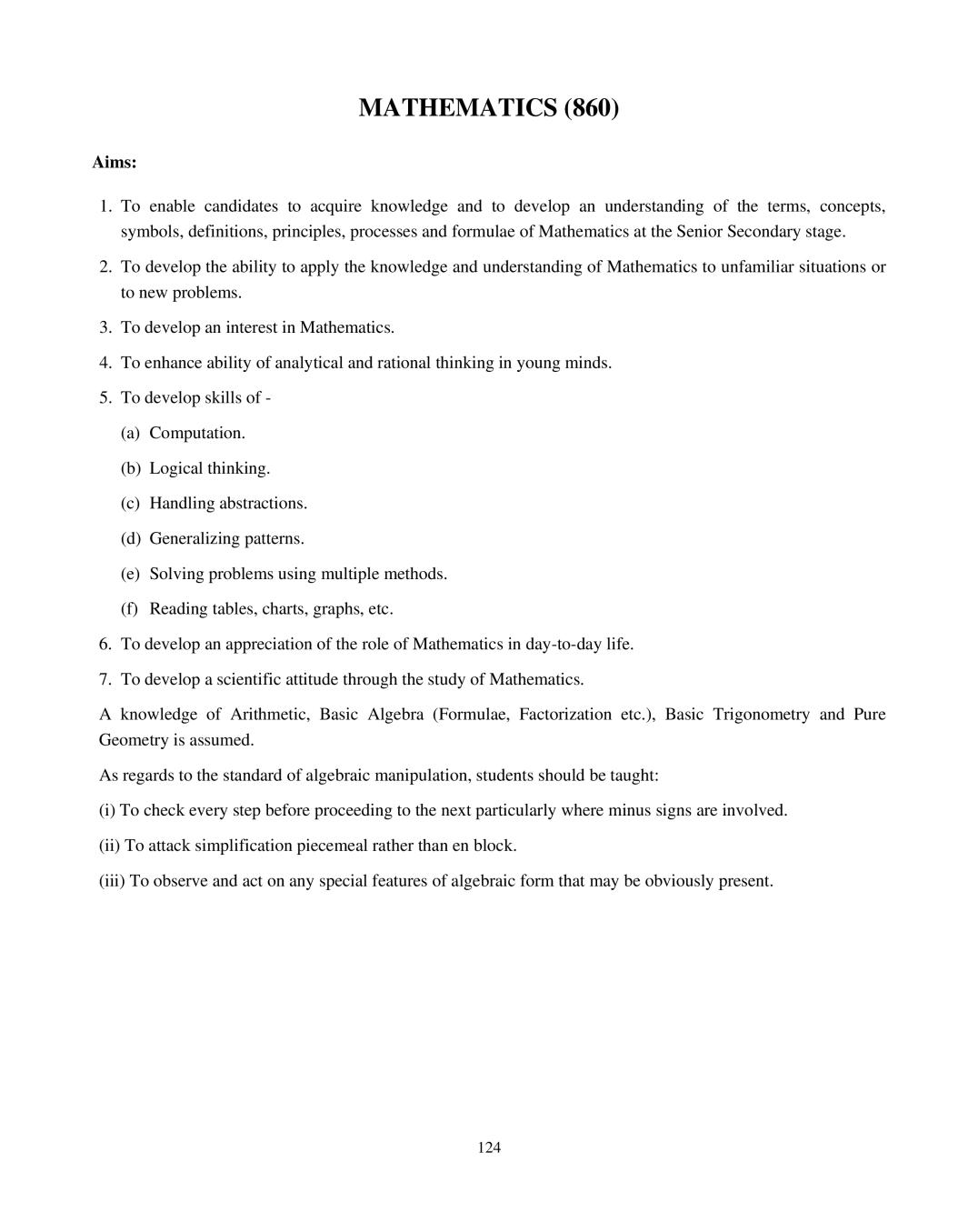 ISC Class 12 Mathematics Syllabus 2021 - Page 1