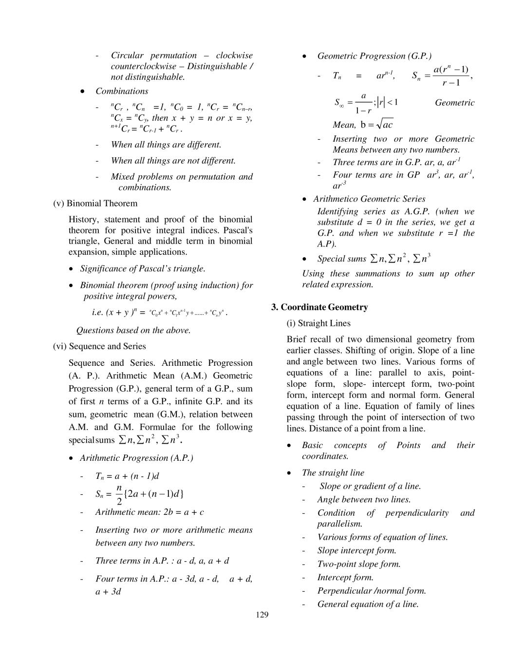 ISC Mathematics Syllabus 2020 - 2021 for Class 11, Class 12 | AglaSem ...