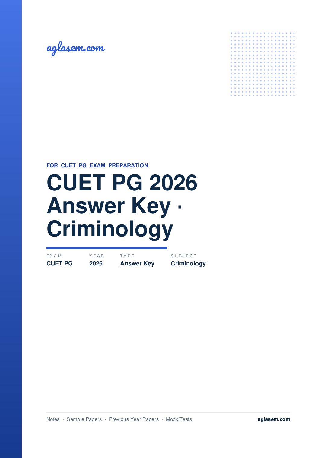 CUET PG 2026 Answer Key Criminology - Page 1 of 3