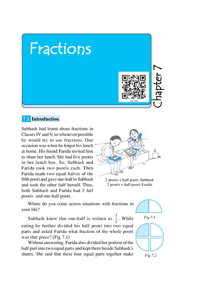 NCERT Book Class 6 Maths Chapter 7 Fractions - Page 1