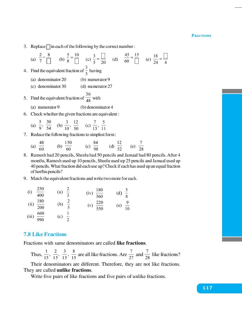 Ncert Book Class 6 Maths Chapter 7 Fractions Aglasem Schools