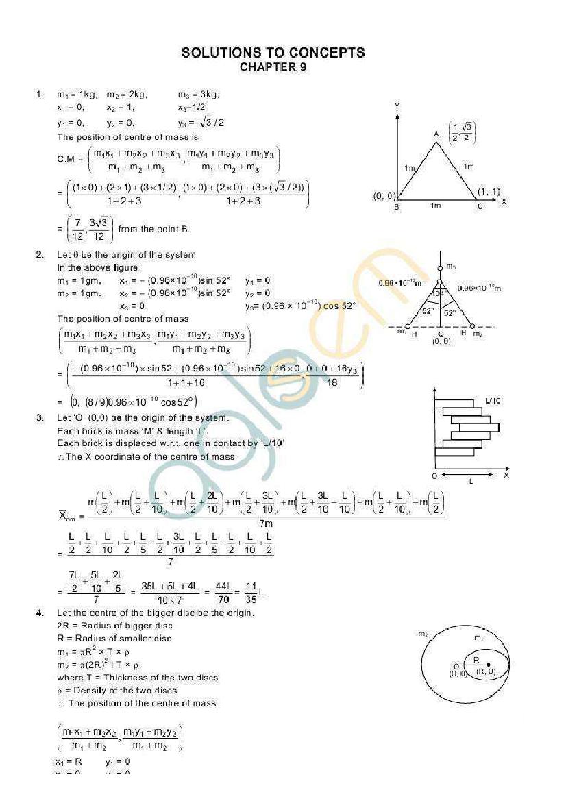 HC Verma Solutions Chapter 9 Centre of Mass, Linear Momentum, Collision - Page 1