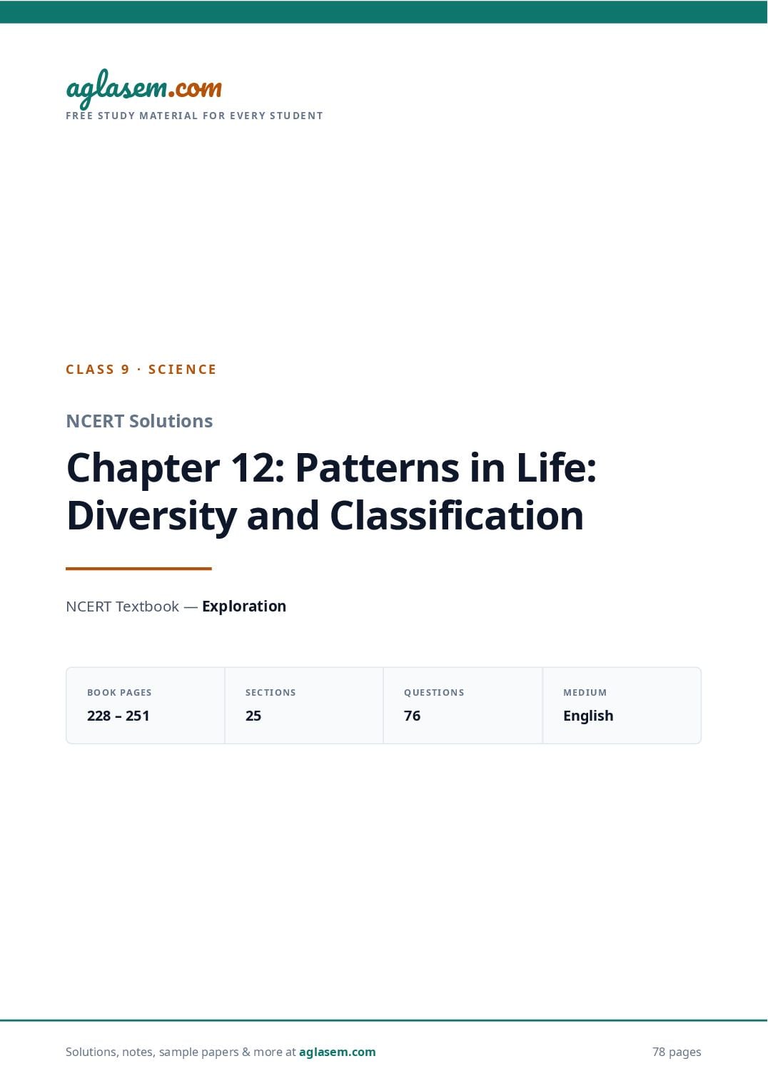 NCERT Solutions Class 9 Science Chapter 12 Patterns in Life Diversity and Classification - Page 1 of 79