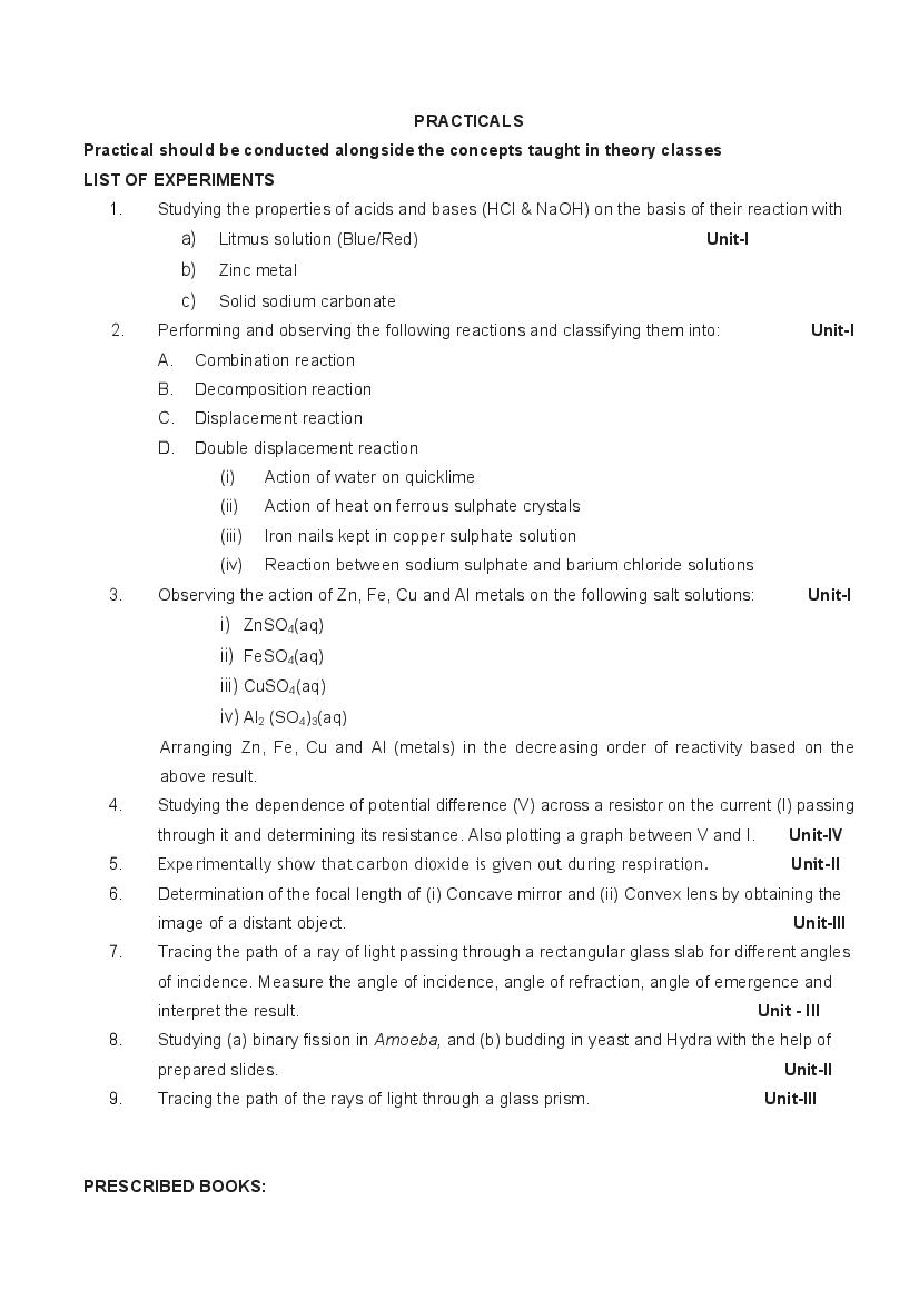 CBSE Syllabus For Class 10 Science 2021 CBSE Study Group