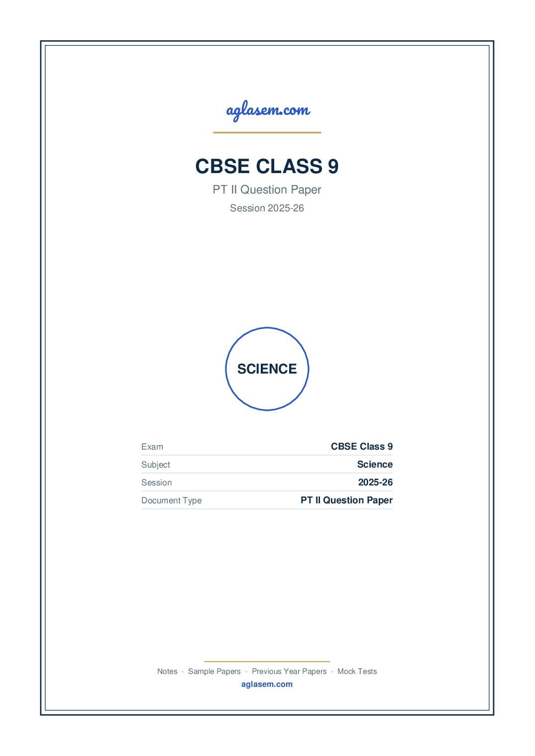 Class 9 PT II Question Paper 2025-26 Science - Page 1 of 5