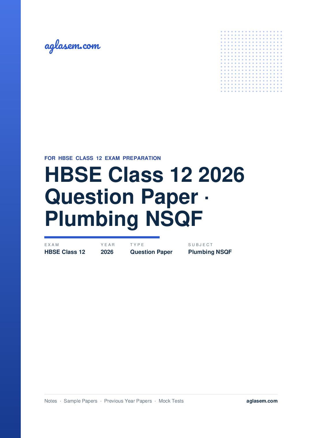 HBSE Class 12 Question Paper 2026 Plumbing NSQF - Page 1 of 9