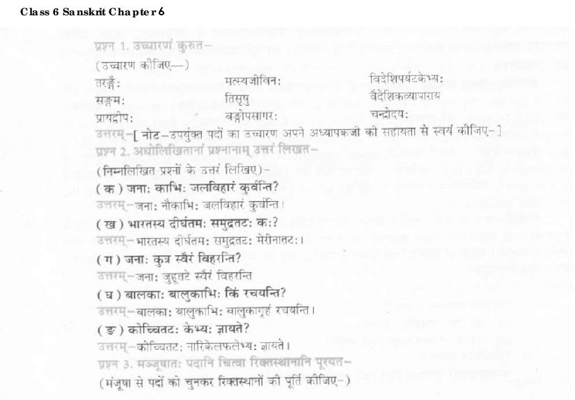 NCERT Solutions for Class 6 Sanskrit Chapter 6 समुद्रतटः - Page 1