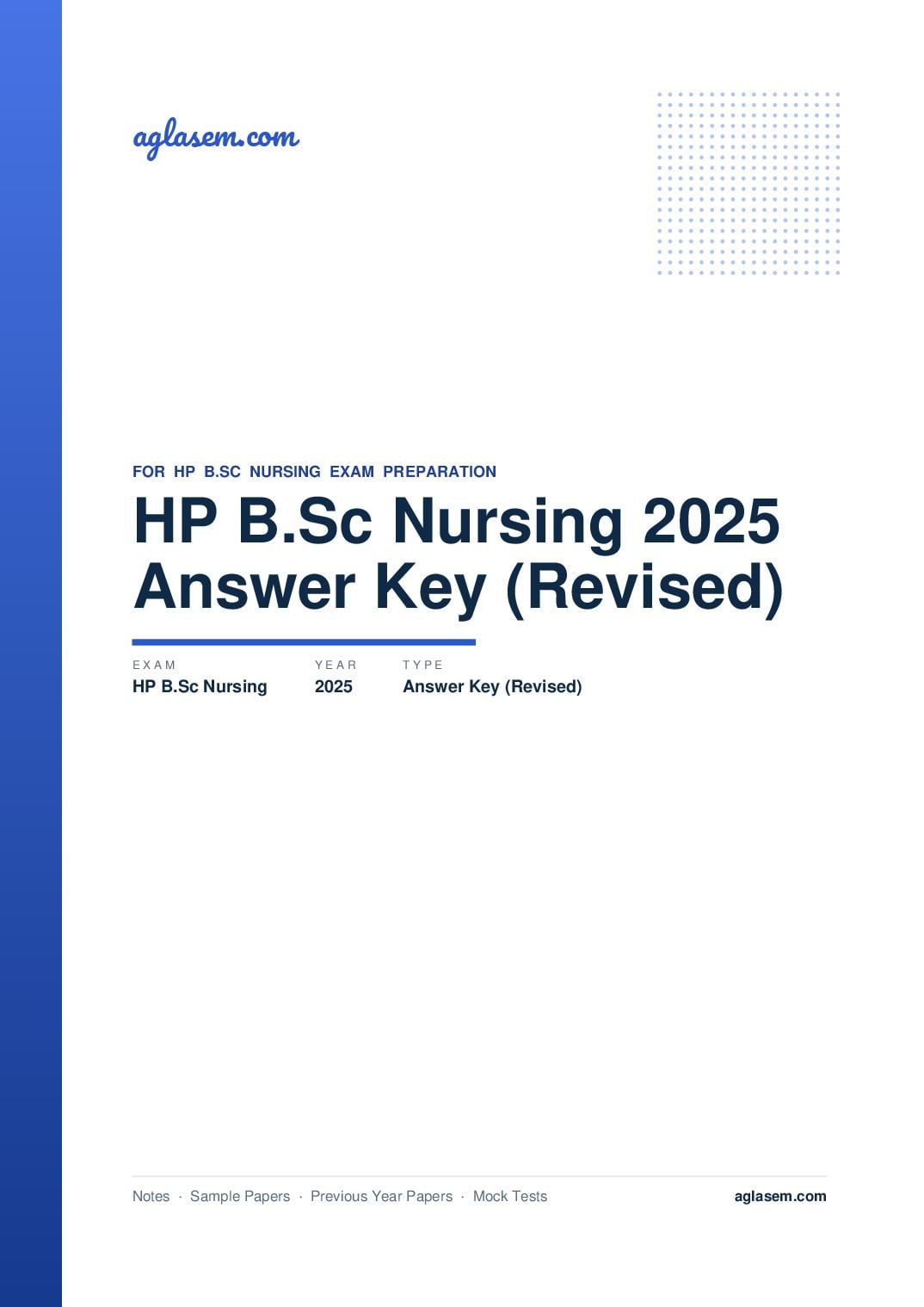 HP B.Sc Nursing Entrance Exam 2025 Answer Key (Revised) - Page 1 of 2