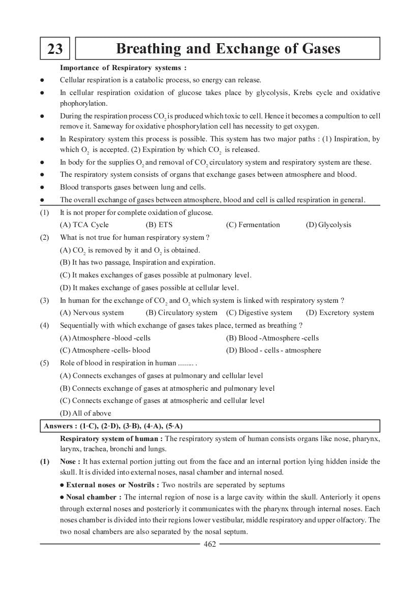 NEET Biology Question Bank - Breathing and Exchange of Gases - Page 1