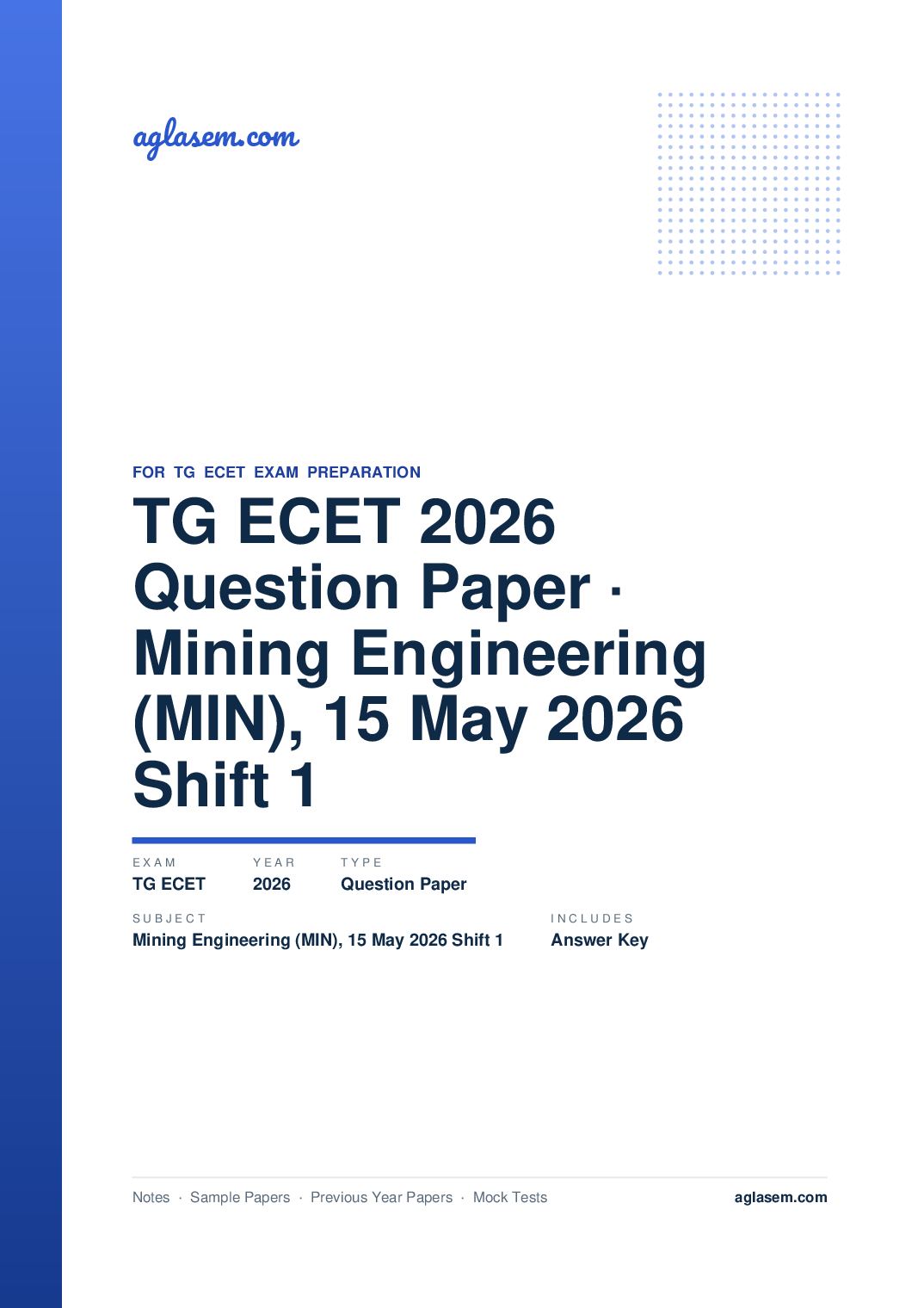 TG ECET 2026 Question Paper with Answer Key Mining Engineering (MIN), 15 May 2026 Shift 1 - Page 1 of 76