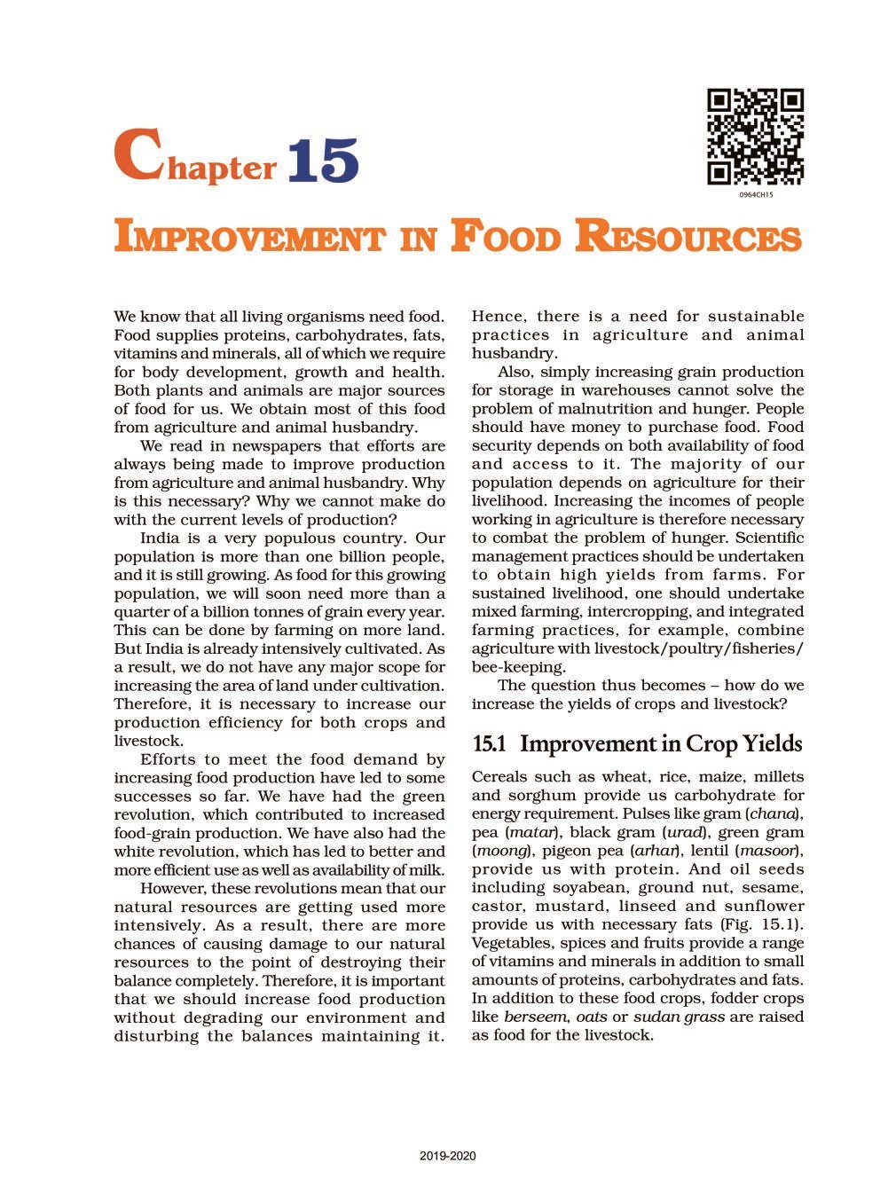 NCERT Book Class 9 Science Chapter 15 Improvement in food resources - Page 1