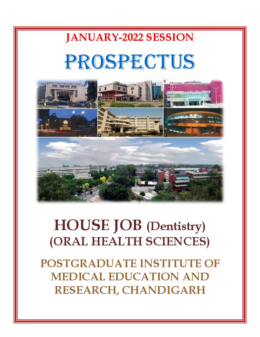 PGIMER Chandigarh 2022 Brochure for House Job (Dentistry) - Page 1