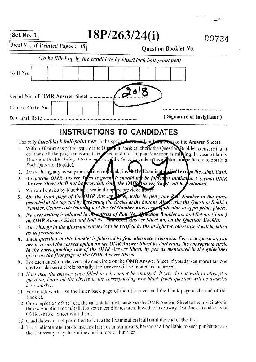 BHU PET 2018 Question Papers PDF (94 Programme Papers)
