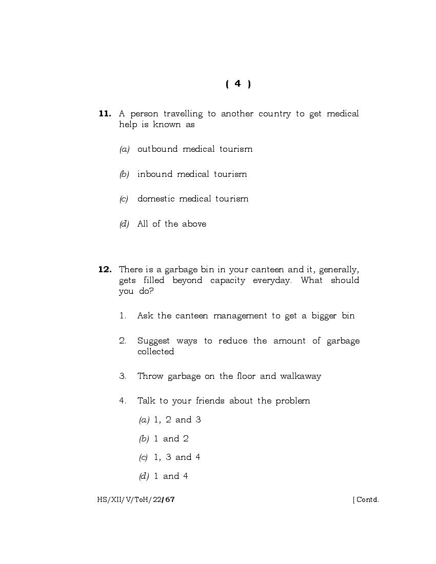 class 12 tourism sample paper 2022