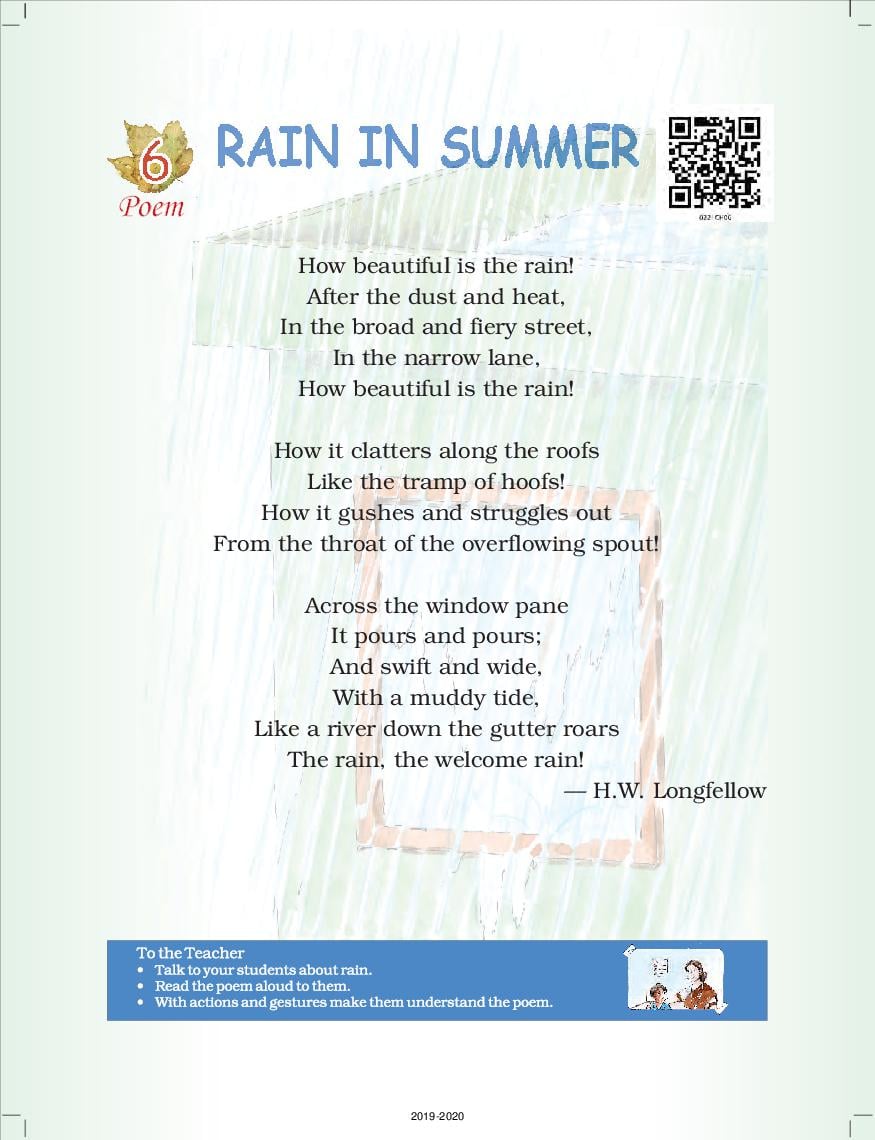 NCERT Book Class 2 English (Raindrops) Chapter 6 Rain in Summer (Poem) - Page 1