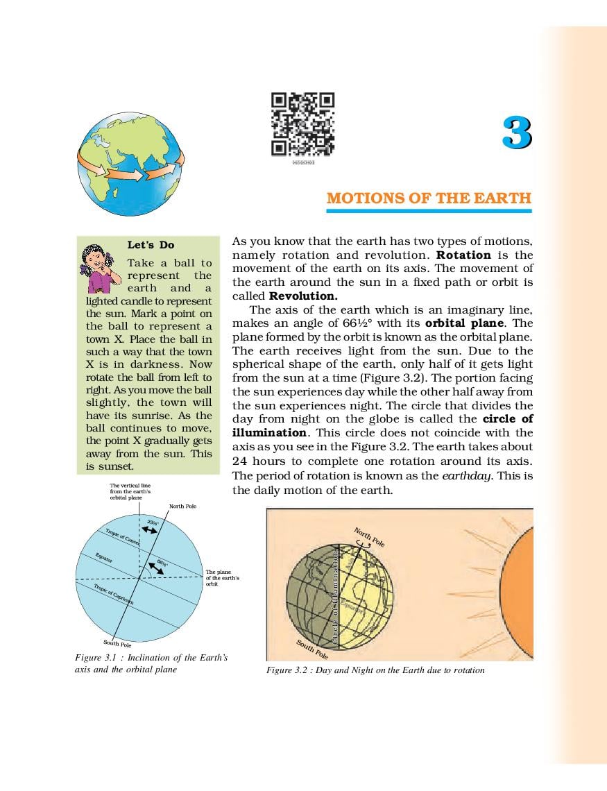 NCERT Book Class 6 Social Science (Geography) Chapter 3 Motions of the Earth - Page 1