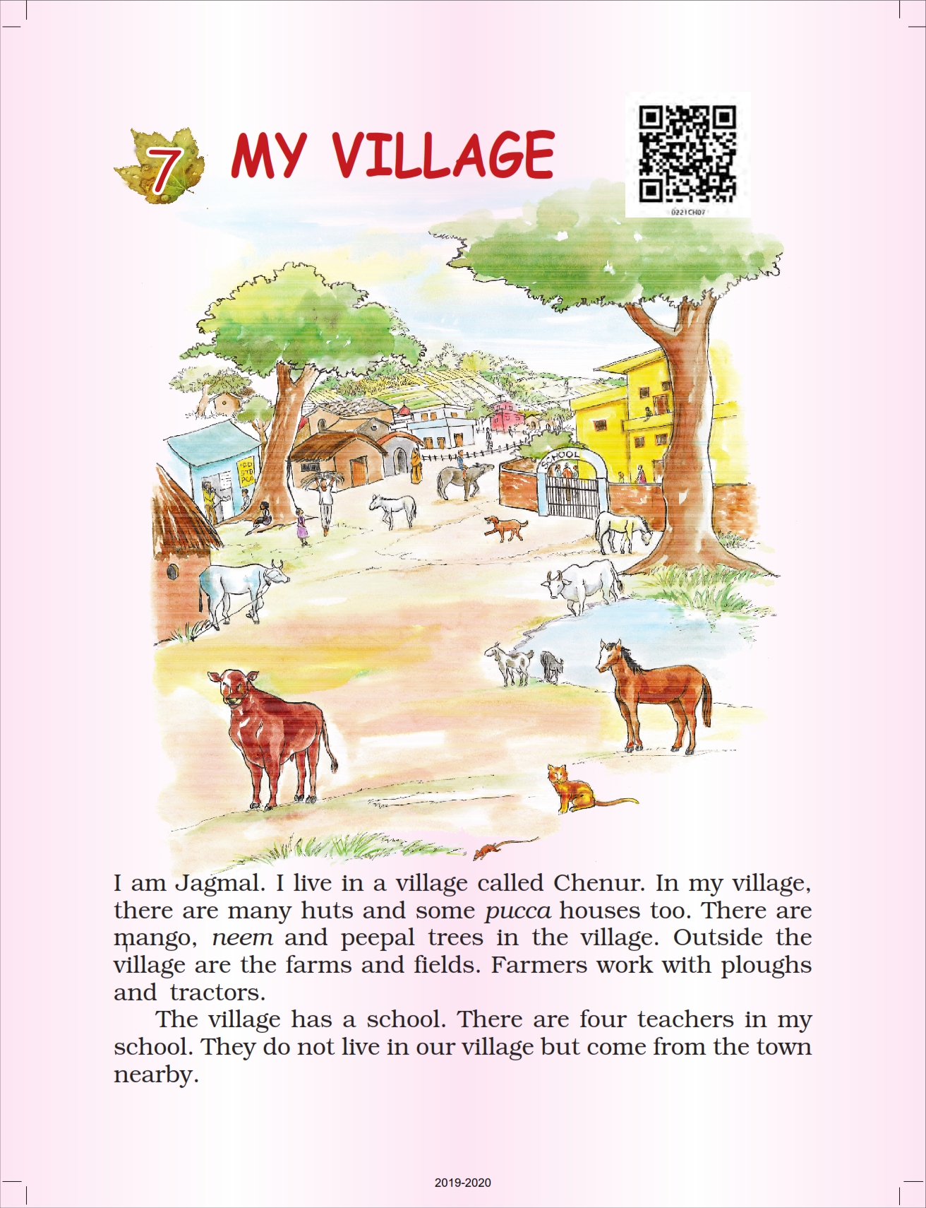 NCERT Book Class 2 English (Raindrops) Chapter 7 My Village - Page 1
