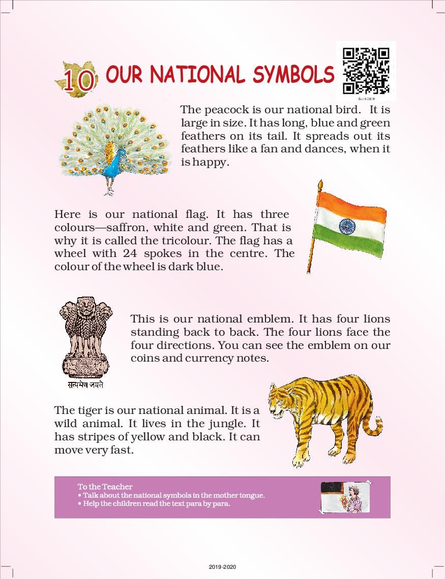 NCERT Book Class 2 English (Raindrops) Chapter 10 Our National Symbols