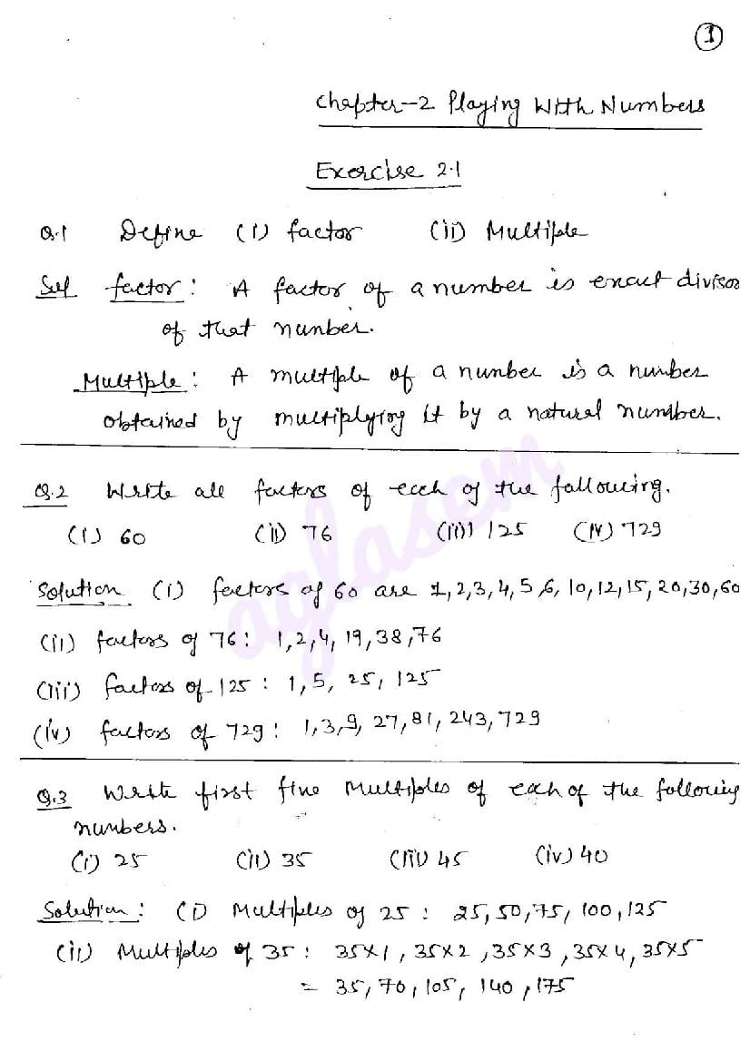 RD Sharma Solutions Class 6 Chapter 2 Playing with Numbers Exercise 2.1 - Page 1