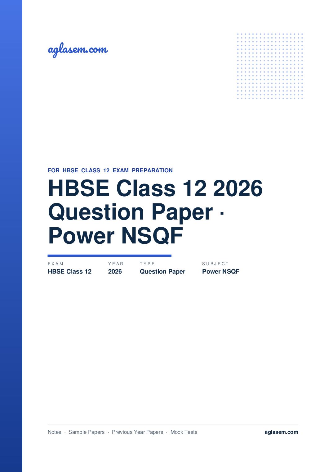HBSE Class 12 Question Paper 2026 Power NSQF - Page 1 of 9