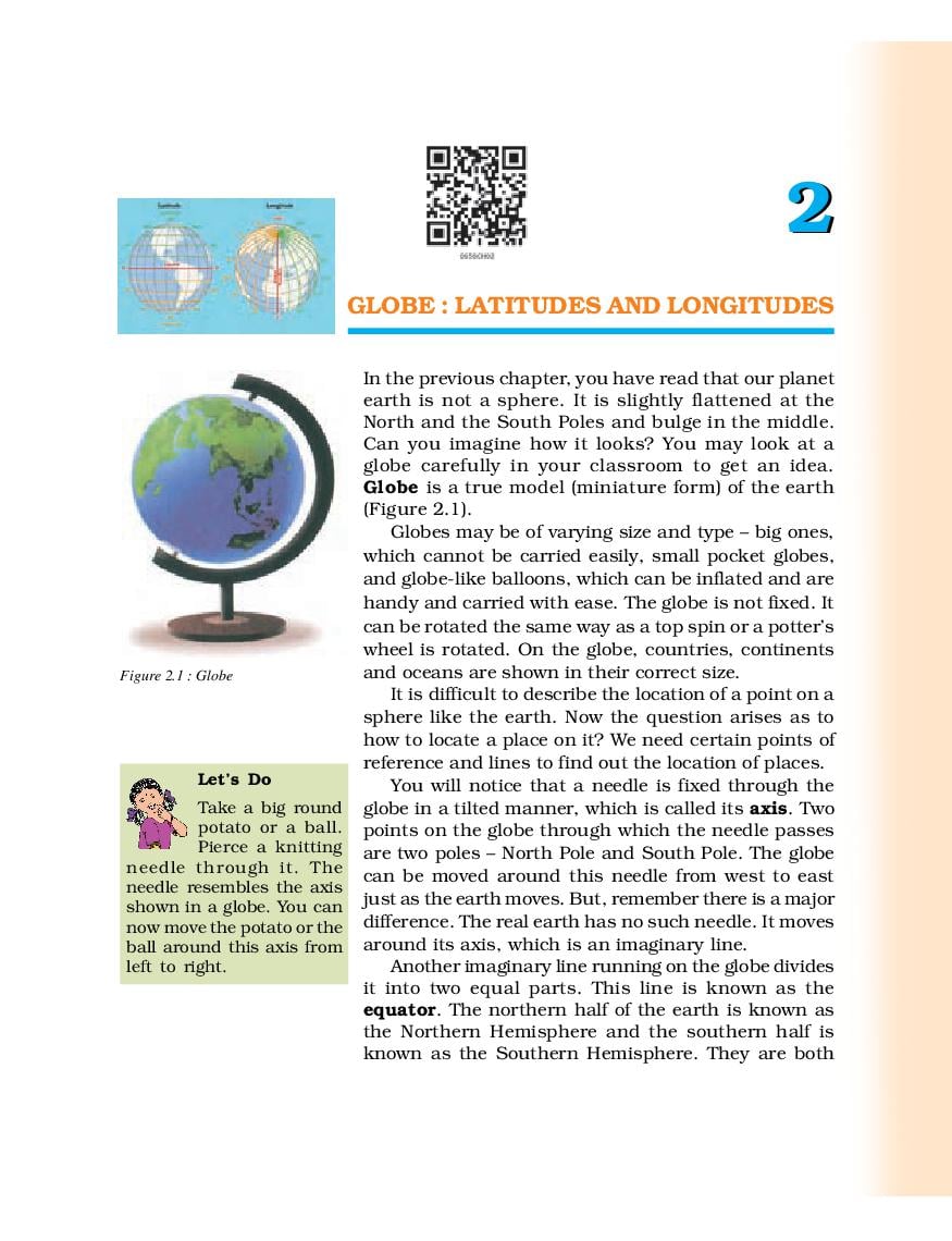 NCERT Book Class 6 Social Science (Geography) Chapter 2 Globe : Latitudes and Longitudes - Page 1