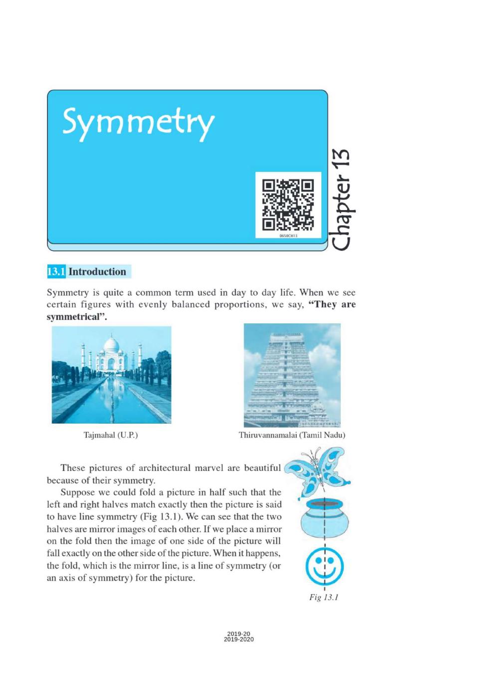 NCERT Book Class 6 Maths Old Book Chapter Symmetry - Page 1