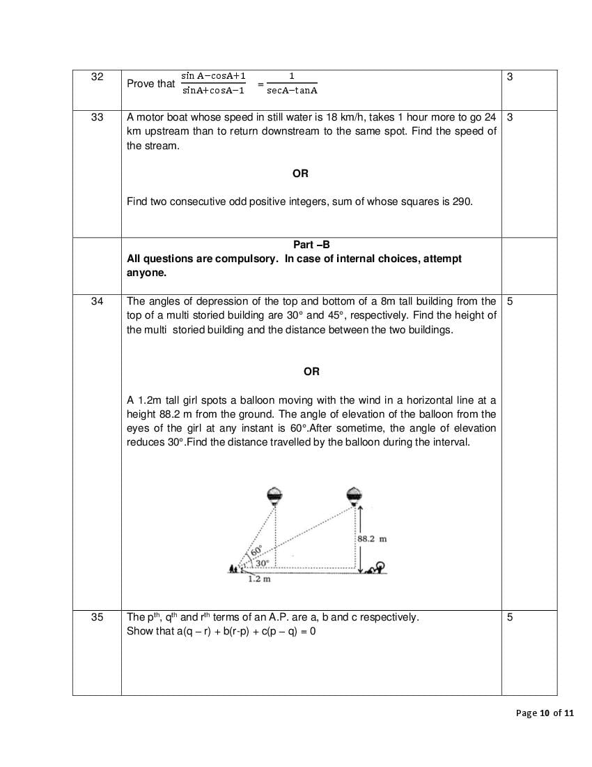 Cbse Sample Papers 2021 For Class 10 Maths Aglasem Schools