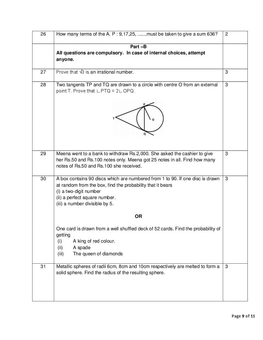 CBSE Class 10 Mathematics (Standard) Sample Paper 2021 with Marking Sns-Brigh10