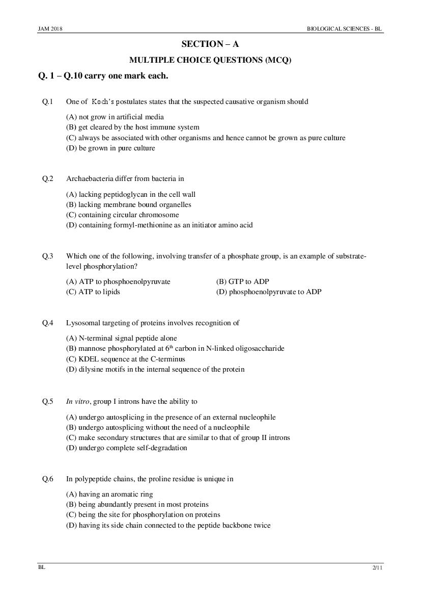 IIT JAM 2018 Question Papers PDF with Answer Keys (7 Papers)