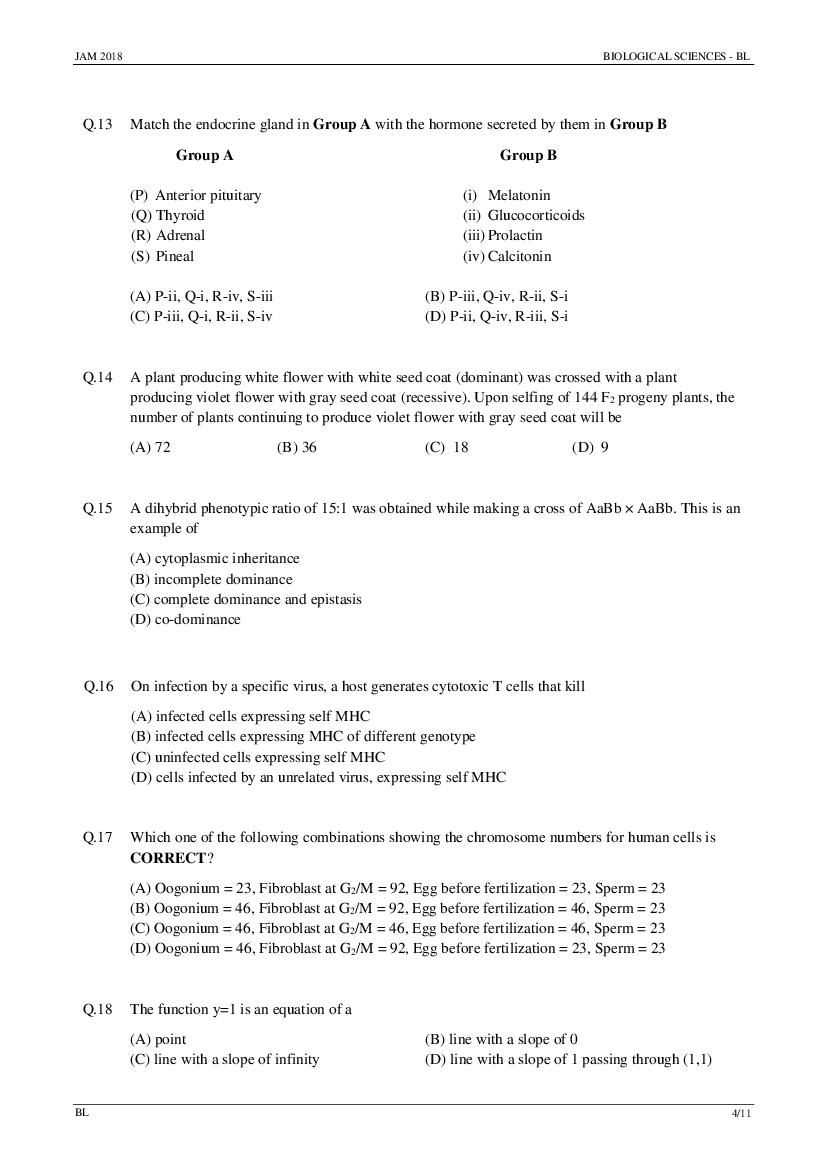 IIT JAM 2018 Question Papers PDF with Answer Keys (7 Papers)