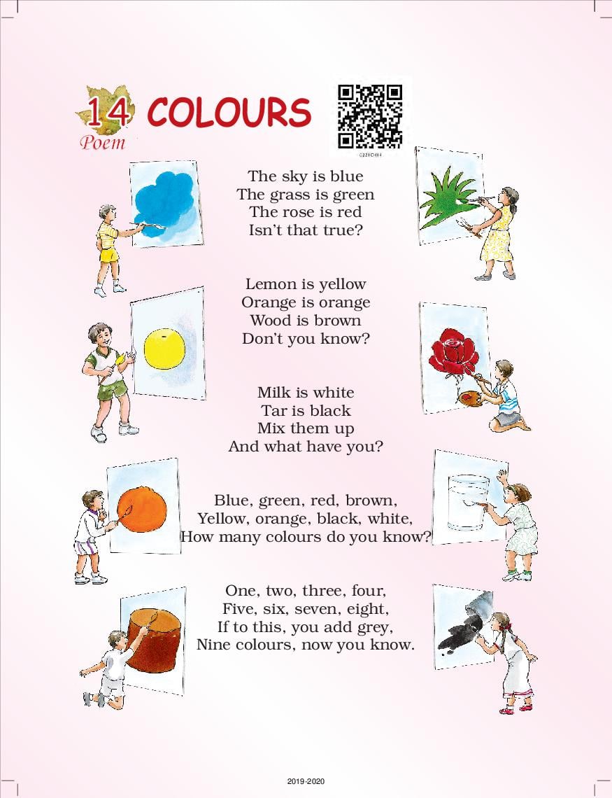 NCERT Book Class 2 English (Raindrops) Chapter 14 Colours (Poem) - Page 1