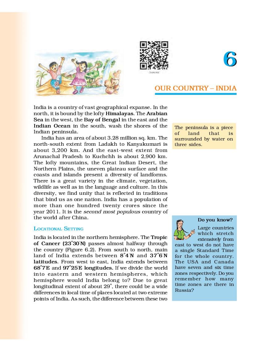 NCERT Book Class 6 Social Science (Geography) Chapter 6 Our Country – India - Page 1