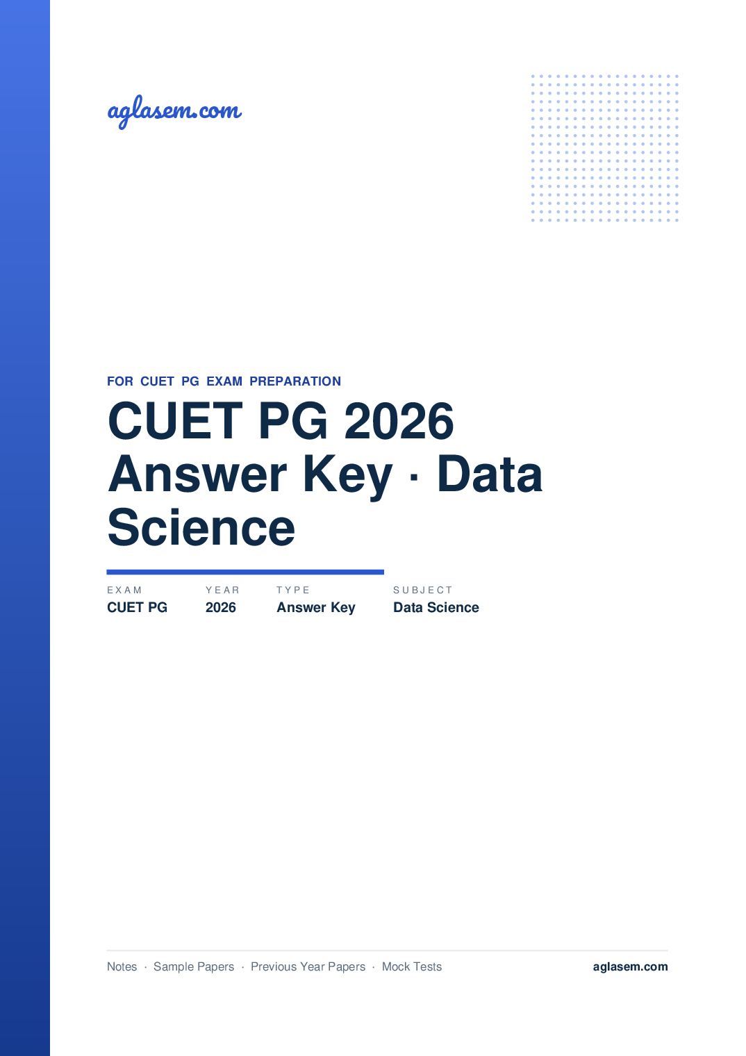 CUET PG 2026 Answer Key Data Science - Page 1 of 3