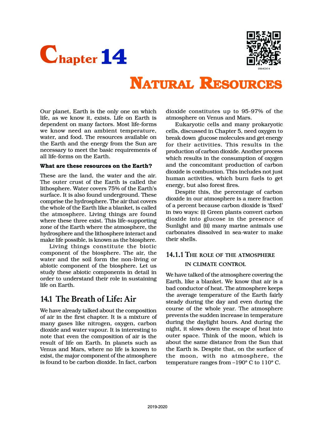 NCERT Book Class 9 Science Chapter 14 Natural resources - Page 1