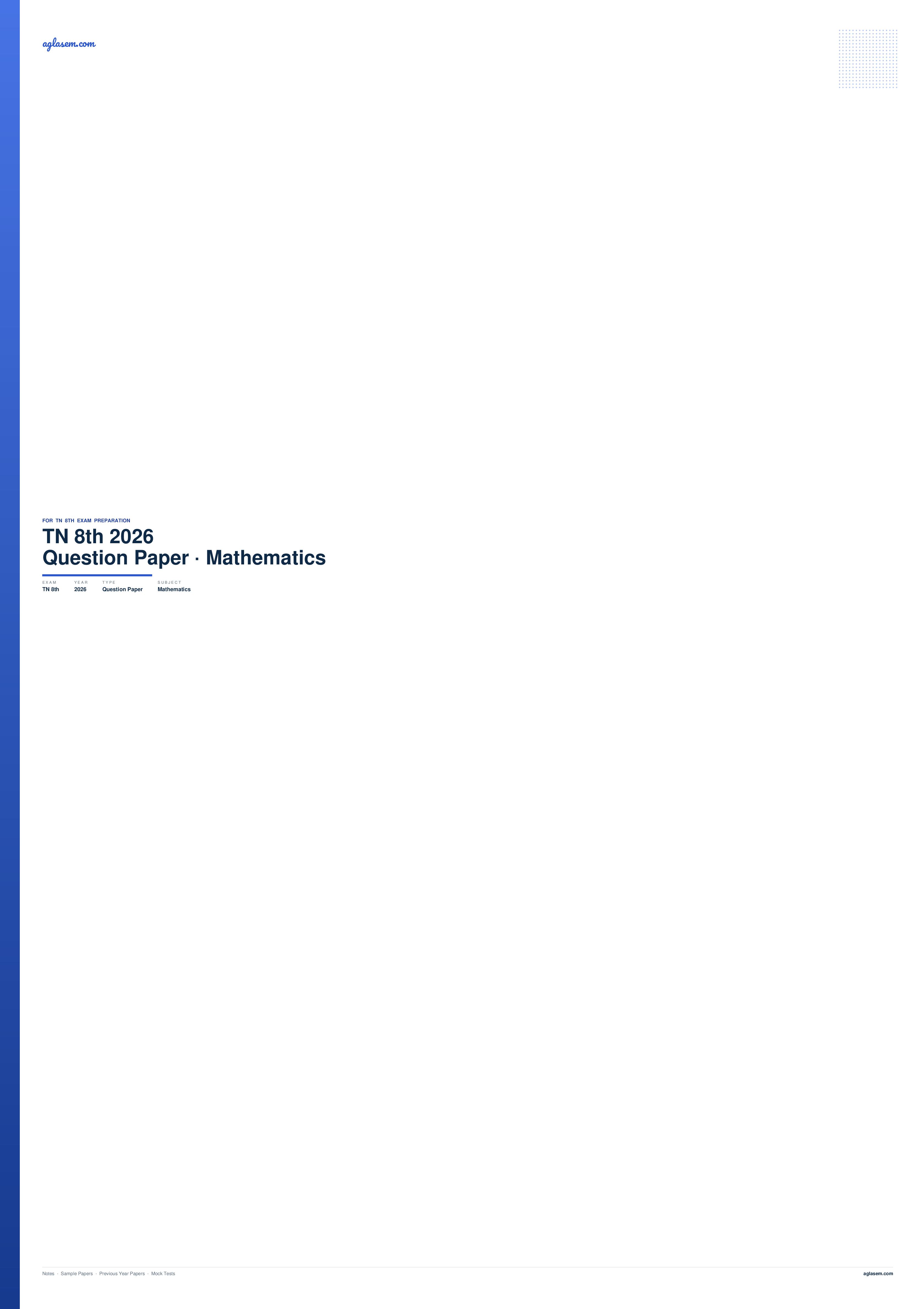 TN 8th Question Paper 2026 Mathematics - Page 1 of 12