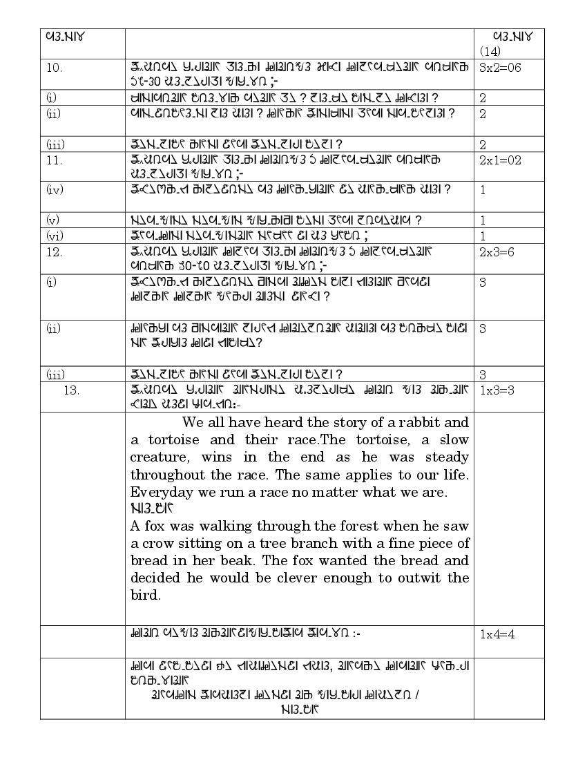 Cbse Sample Papers 2021 For Class 10 Rai Language Aglasem Schools