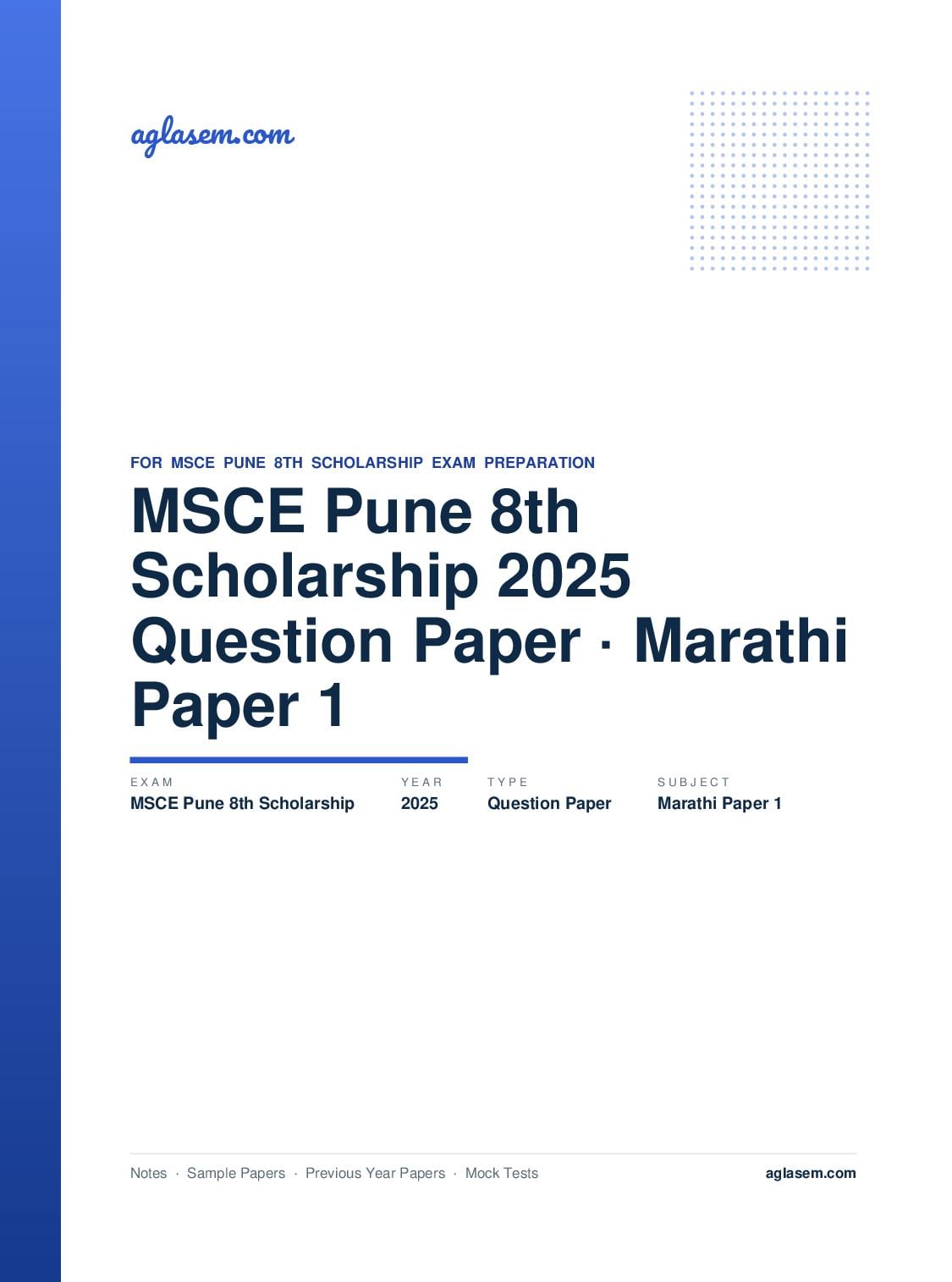 MSCE Pune 8th Scholarship 2025 Question Paper Marathi Paper 1 - Page 1 of 33