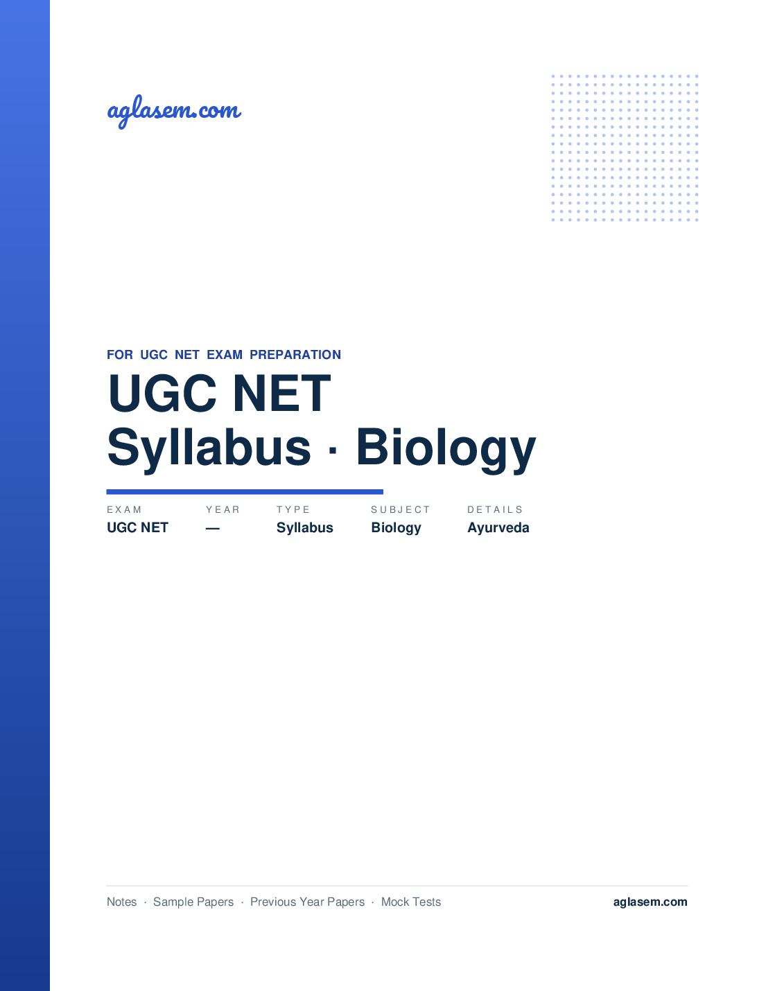 UGC NET Syllabus for Ayurveda Biology - Page 1 of 21