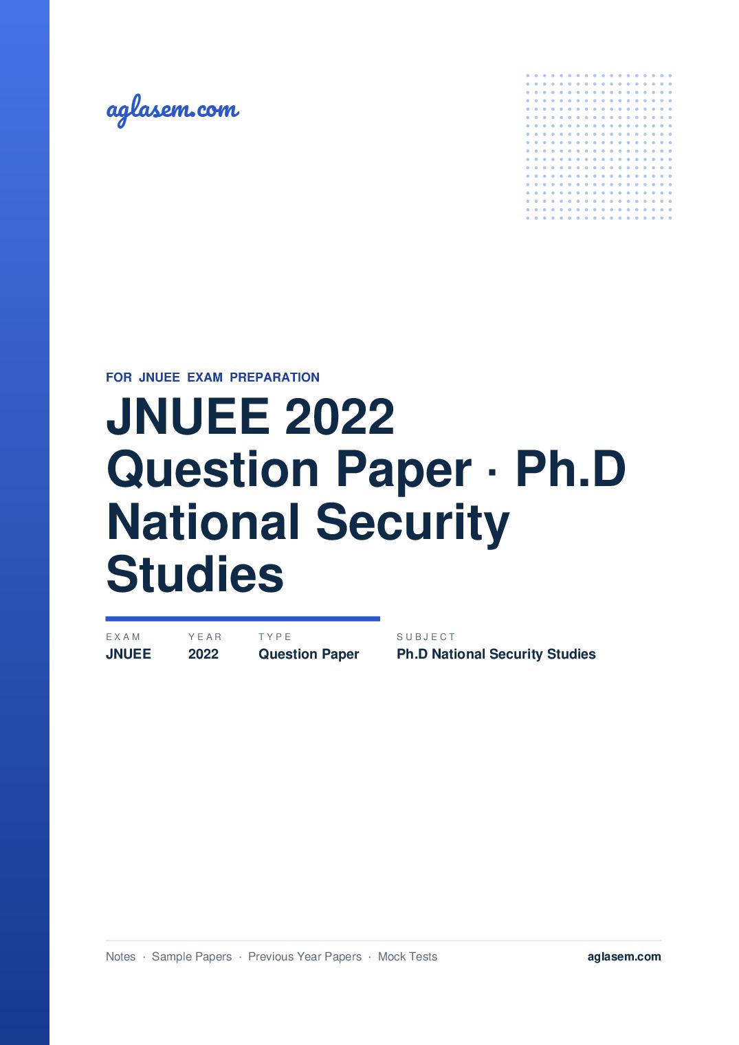 JNUEE 2022 Question Paper Ph.D National Security Studies - Page 1 of 45