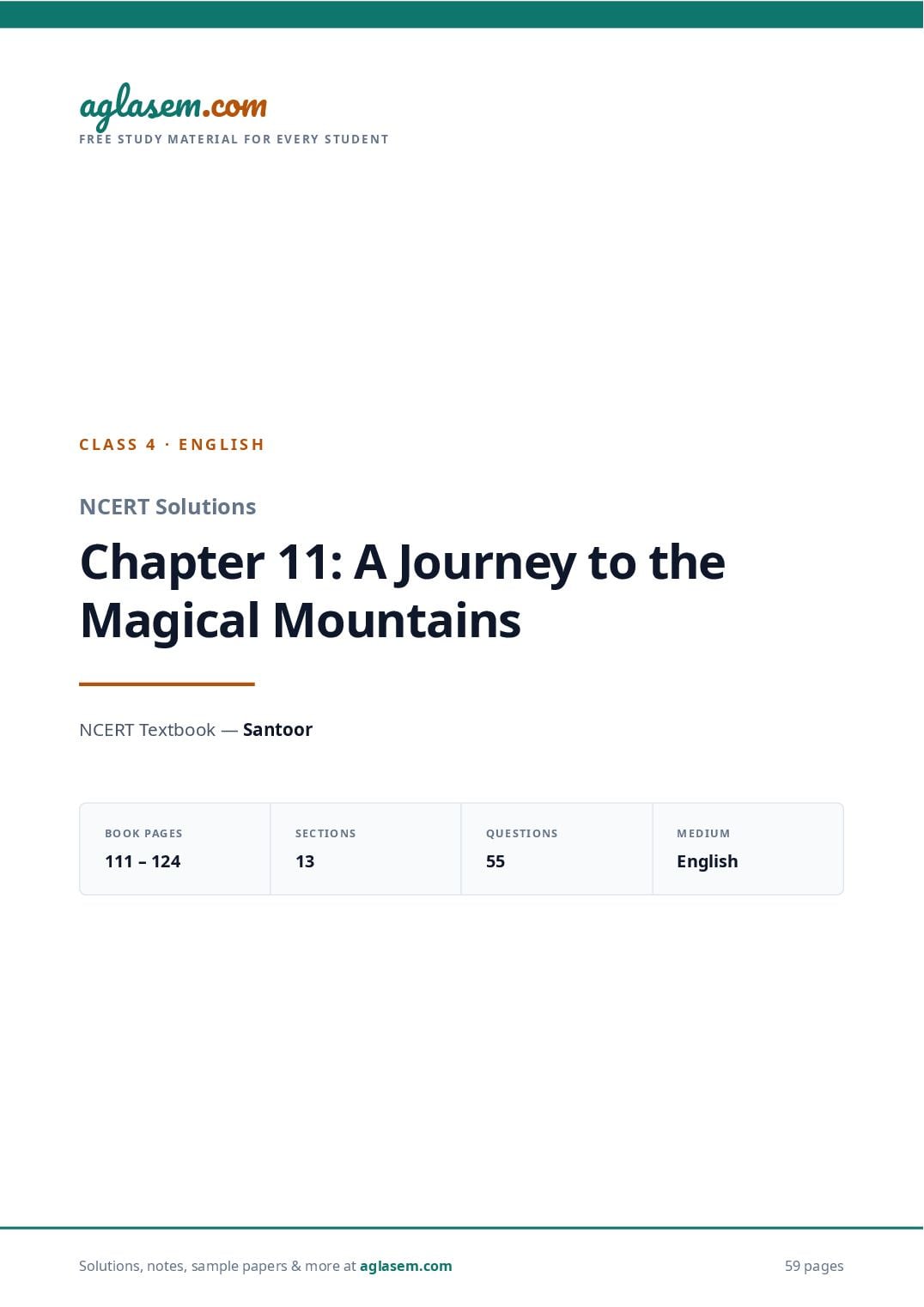 NCERT Solutions Class 4 English Chapter 11 a Journey to the Magical Mountains - Page 1 of 60